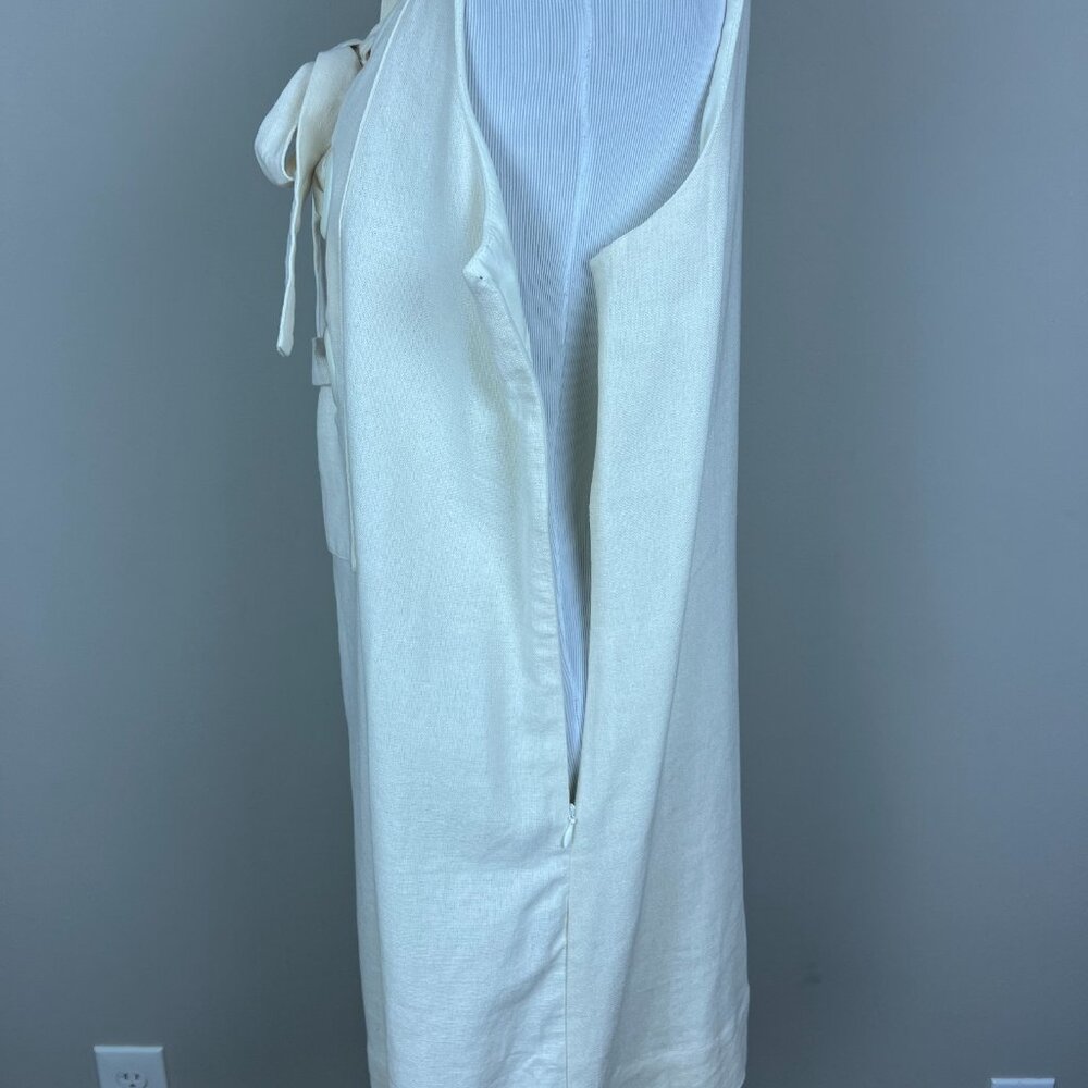 Hyacinth House Tuckernuck Mini Dress Womens Medium‎ Ivory Linen Cotton Lace Up M - Picture 8 of 16